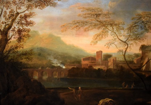 Paysage idyllique au coucher du soleil - Atelier de Johann H. Roos (1631-1685) - Louis XIV